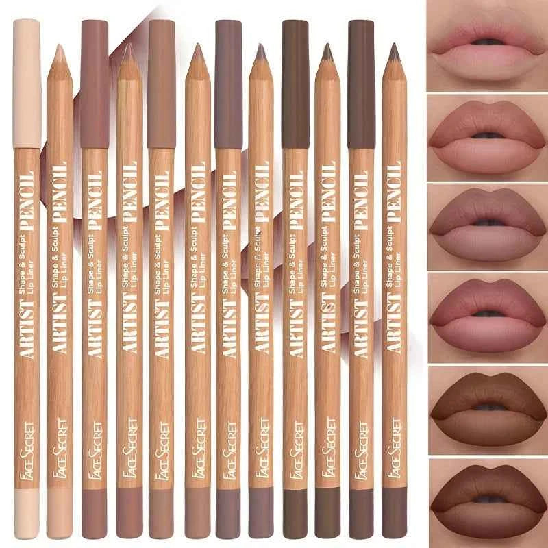 6pcs Velvet Matte Lip Liner Set - Long-Lasting Lip Makeup in Versatile Berry, Brown, Pink Shades