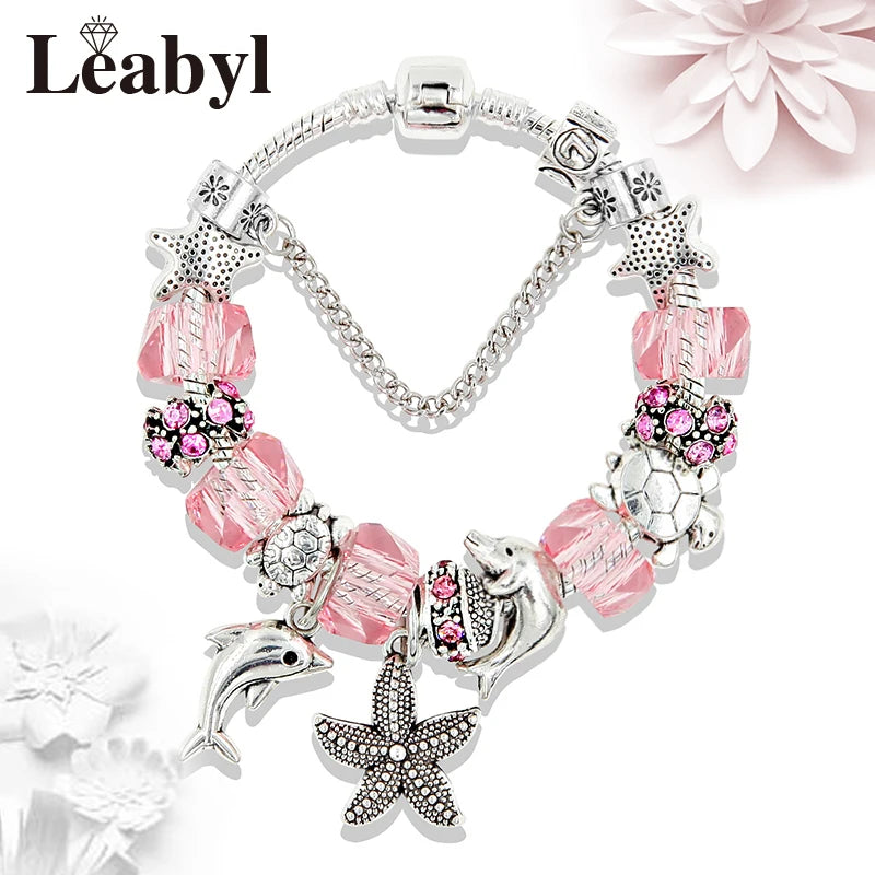Valentine's Heart Crystal Bracelet - Elegant Pink Charm Bracelet for Loved Ones