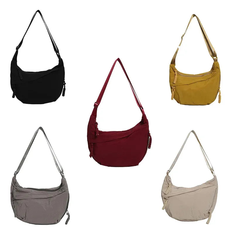 Solid Color Trendy Shoulder Bag - Personalized Multifunctional Canvas Dumpling Bag for Daily Minimalist Style