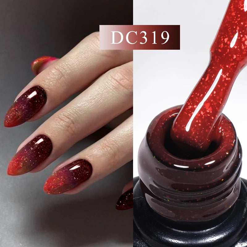 Mtssii 7ml Thermal Rubber Base Gel Nail Polish in Nude Purple Glitter - Long Lasting Manicure Art Varnish