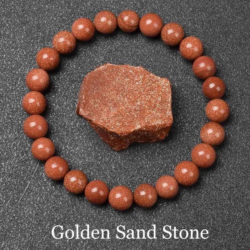 Natural Golden Obsidian Bracelet for Men and Women - Raw Stone Round Bead Energy Jewelry