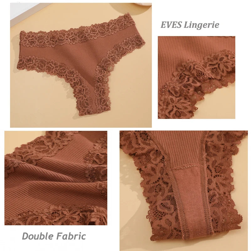5PCS Women Lace Seamless Panties Sexy Brazilian Breathable Cotton Underwear Soft Plus Size Lingerie S-XL - Allurra Store