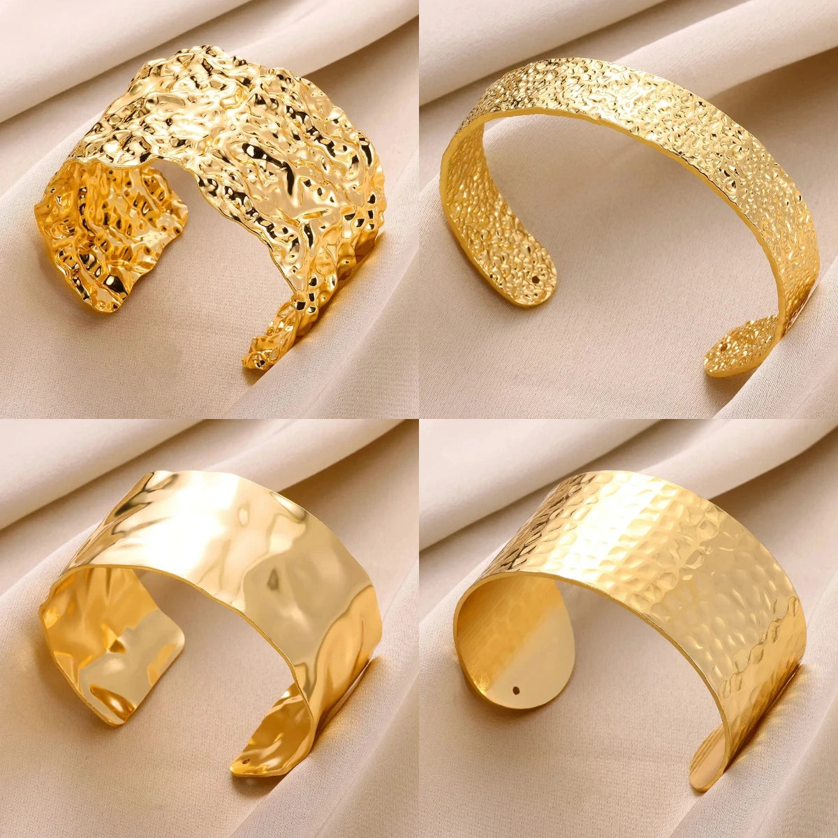 Classic Gold Texture Bangle Bracelet for Women - Exquisite Cuff Bracelet in Stainless Steel, Punk Jewelry Hand Ornament
