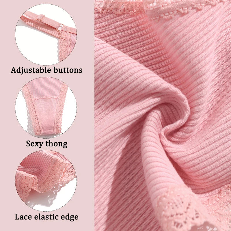 5PCS Cotton G-String Panties Set - Sexy Women's T-Back Underwear, Adjustable Waist Thong Lingerie - Allurra Store