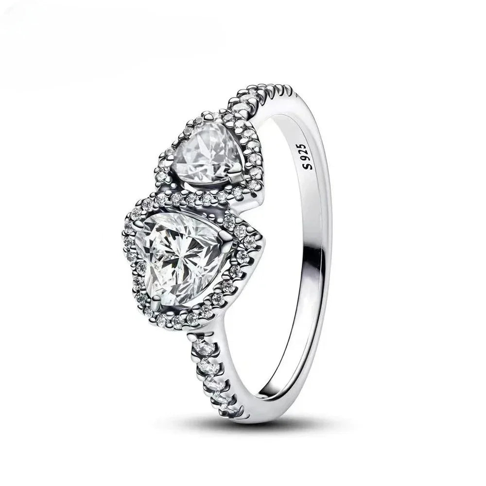 925 Sterling Silver Princess & Crystal Rings - Stunning 925 Sterling Silver Rings with Crystals