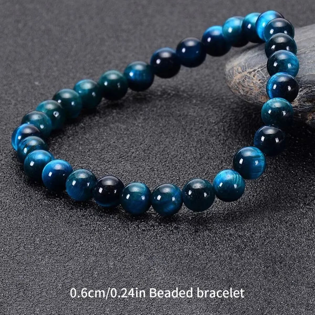 1Pc Minimalist Blue Tiger Eye Stone Bracelet - 6/8/10mm Natural Beaded Jewelry for Daily Wear
