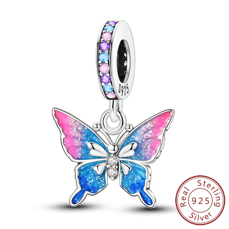 925 Sterling Silver Butterfly Charm - Firefly & Glow Charm for Bracelets