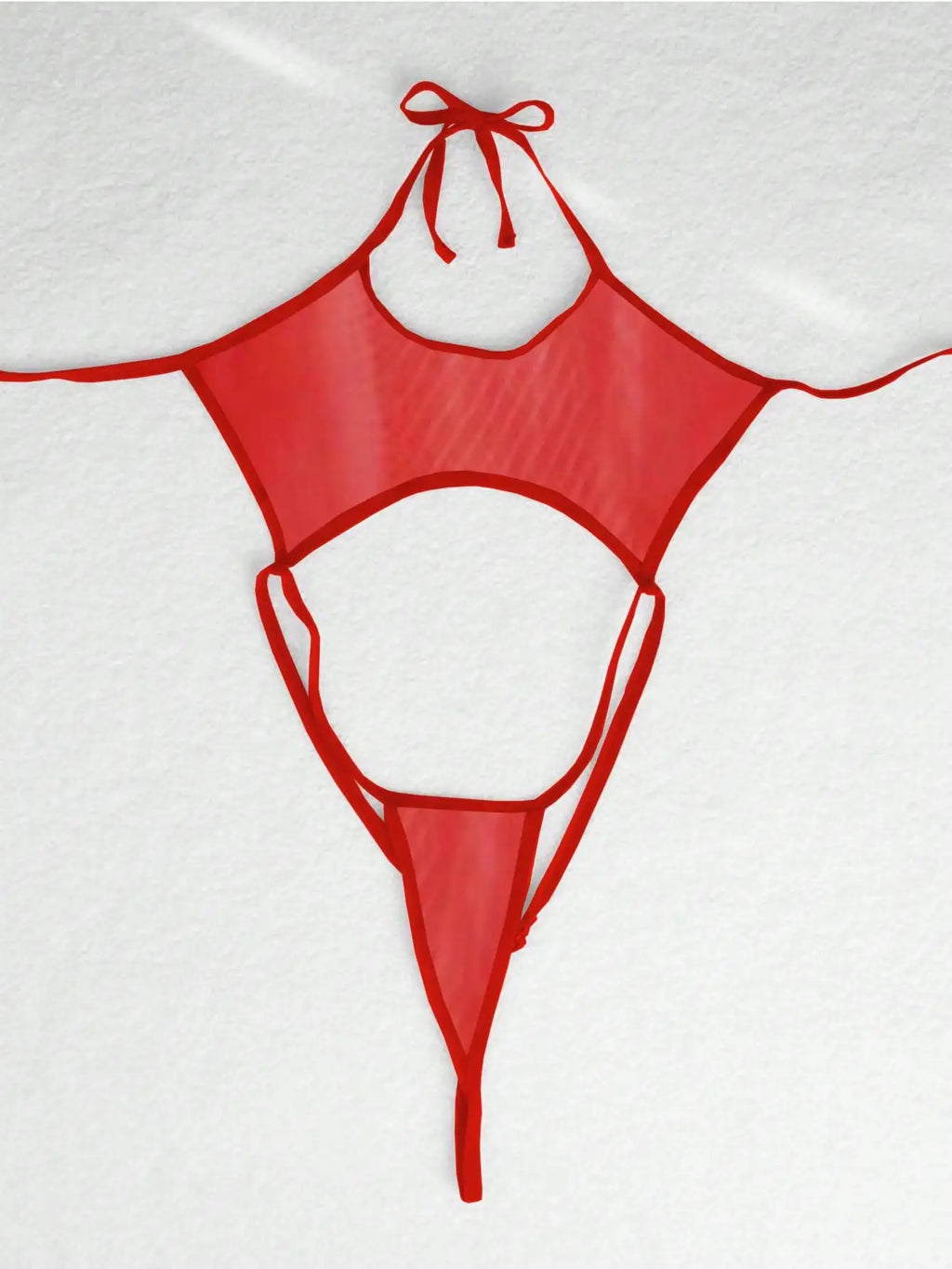 One-Piece Women's Lace-Up Mesh Bodysuit - Sexy Underwear