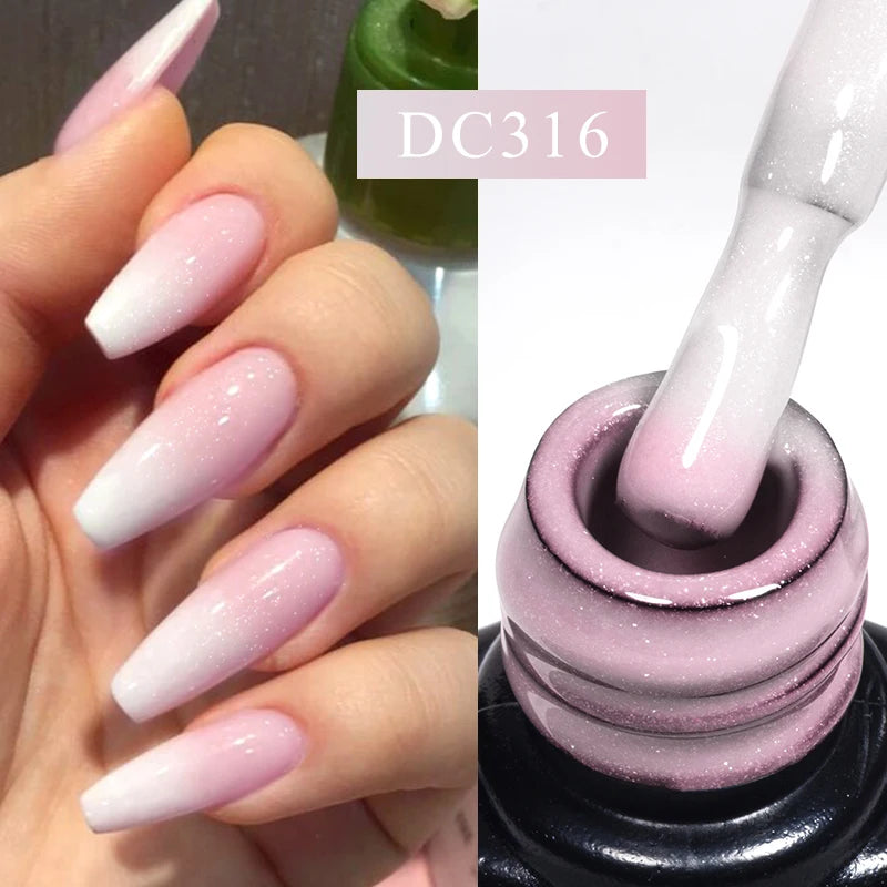 Mtssii 7ml Thermal Rubber Base Gel Nail Polish in Nude Purple Glitter - Long Lasting Manicure Art Varnish