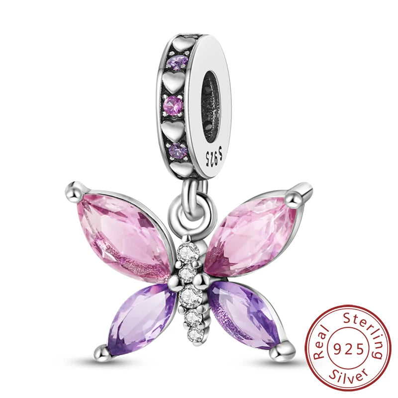 925 Sterling Silver Butterfly Charm - Firefly & Glow Charm for Bracelets