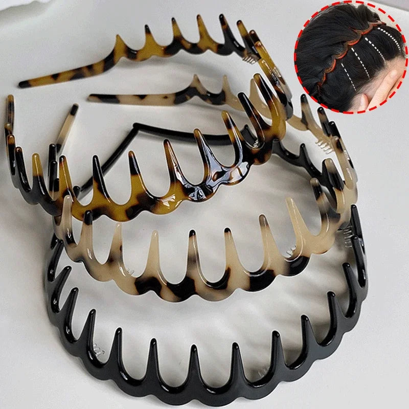 Fashion Wave Headbands for Women - Solid Color Toothed Non-slip Hair Bands for Face Wash, Sports, and Hair Accessories