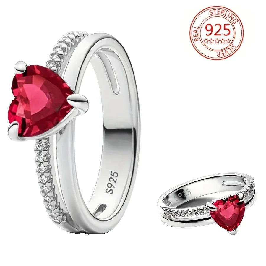 925 Sterling Silver Princess & Crystal Rings - Stunning 925 Sterling Silver Rings with Crystals