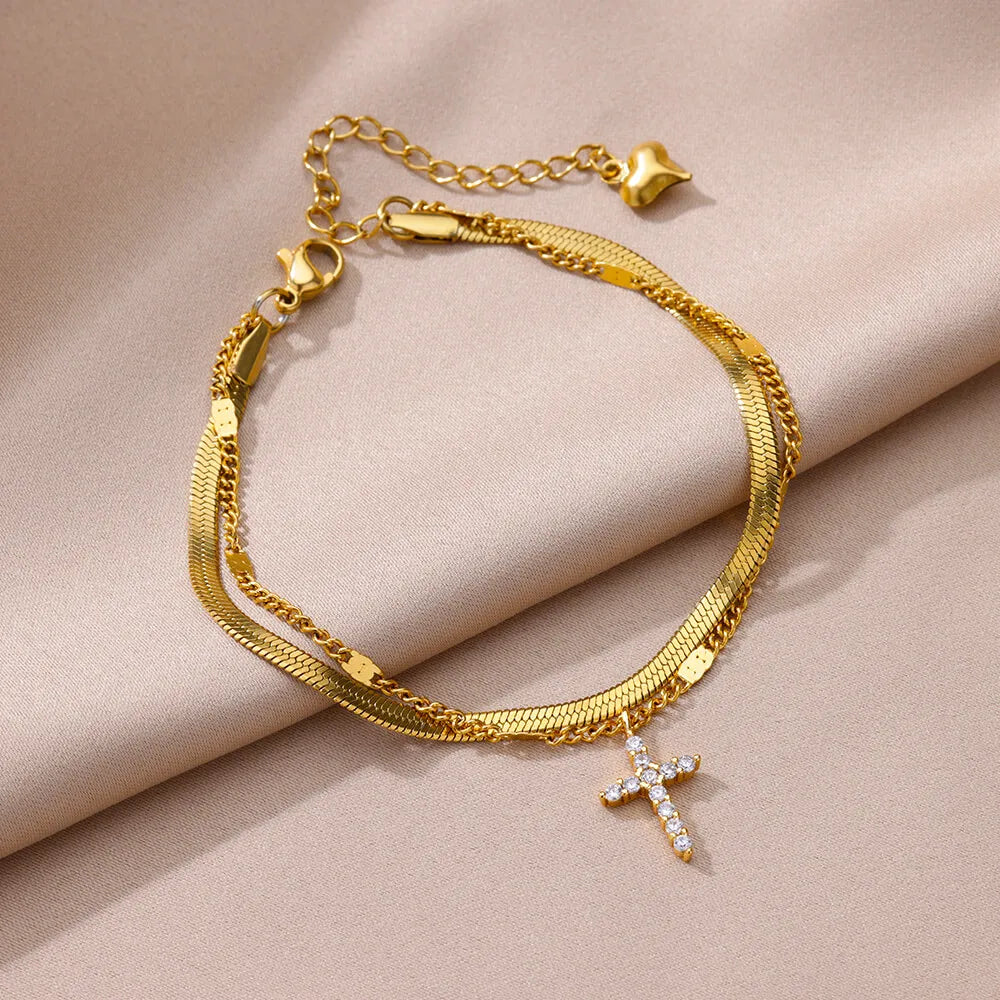 Gold Anklet for Women - Summer Beach Accessories Stainless Steel Imitation Pearl Chain Leg Bracelets Bodychain Gifts
