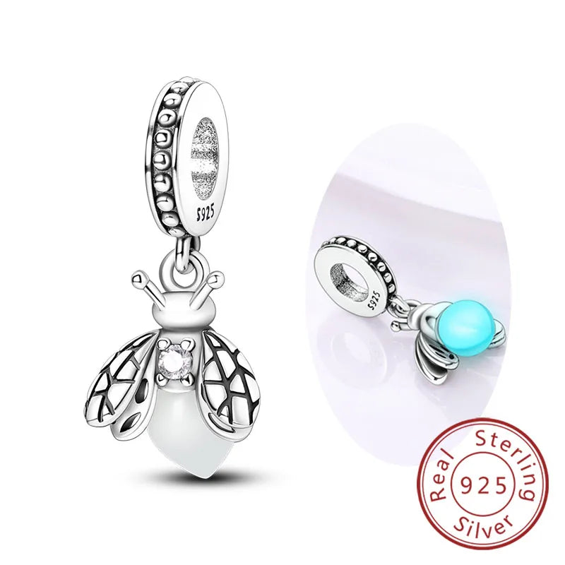 925 Sterling Silver Butterfly Charm - Firefly & Glow Charm for Bracelets