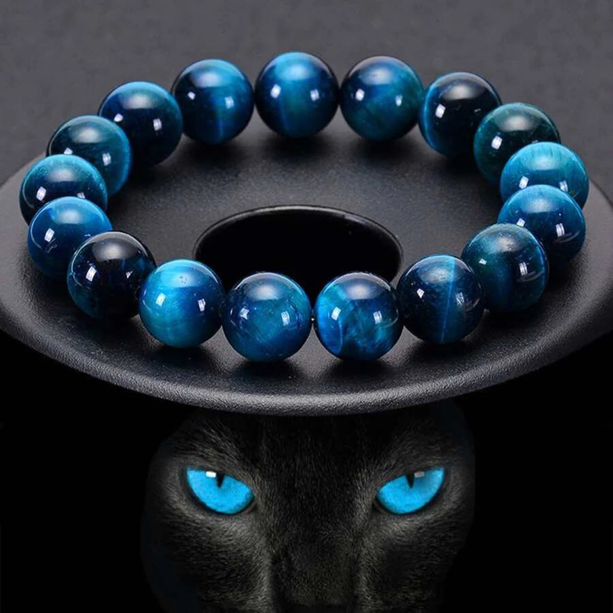 1Pc Minimalist Blue Tiger Eye Stone Bracelet - 6/8/10mm Natural Beaded Jewelry for Daily Wear