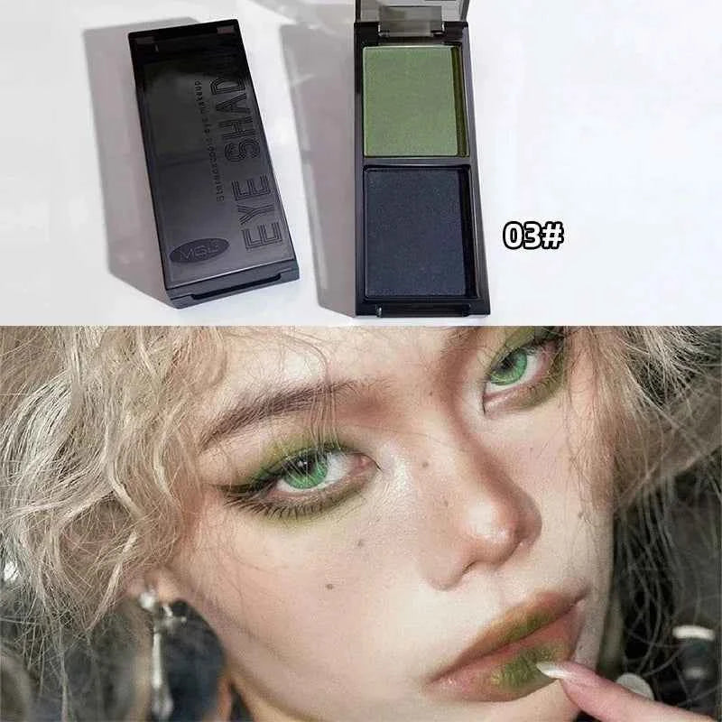 2-Color Red Black Smoky Eyeshadow - Matte & Shimmer Waterproof Dark Punk Halloween Makeup Glitter Pigment for Eyes