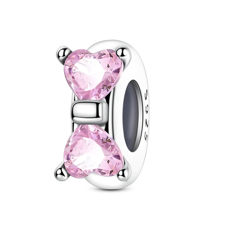 100% 925 Sterling Silver Butterfly Charm with Rainbow Zircon Colorful Dragon Shaped Silicone Stopper for DIY Bracelets Jewelry