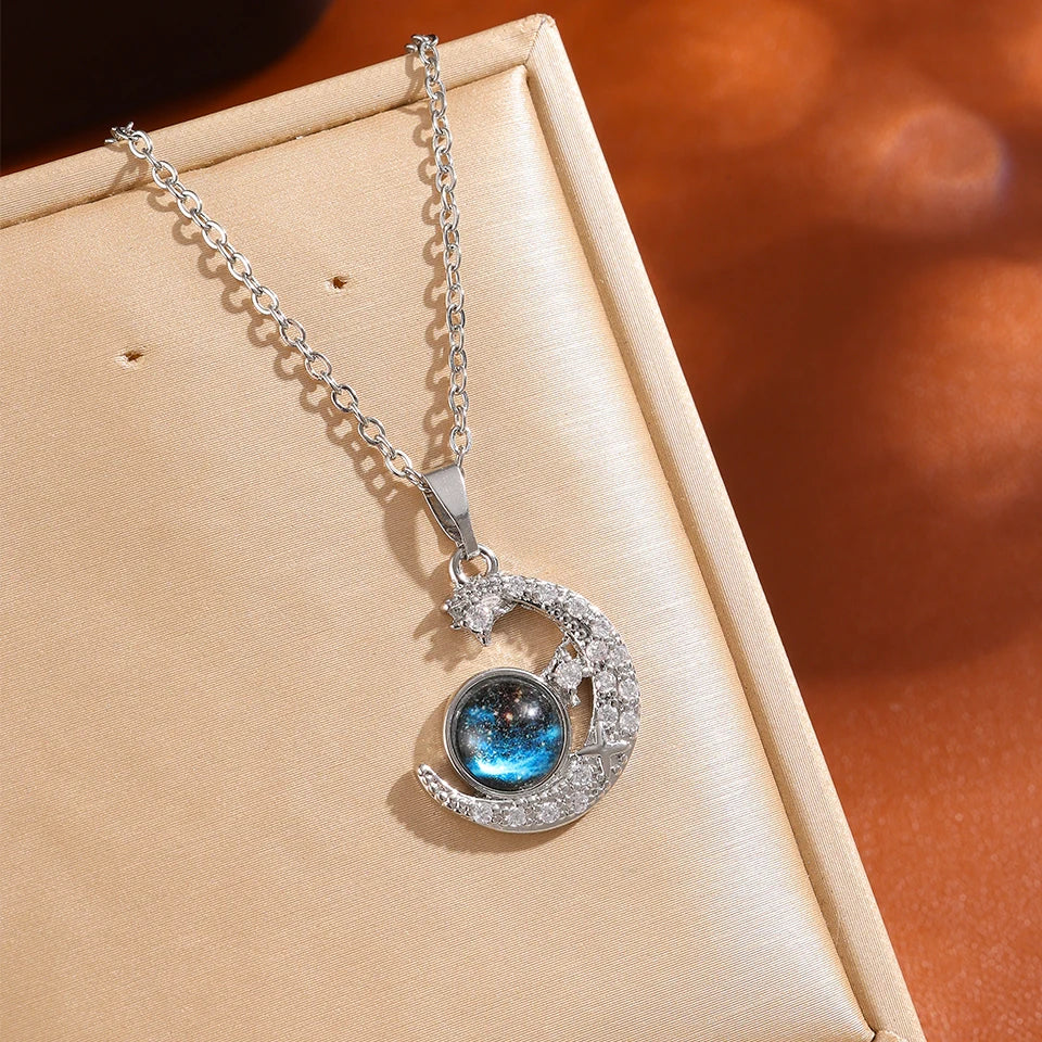 Light Luxury Titanium Steel Star Necklace for Women - Gold Color Planet Moon Astronaut Pendant Jewelry Gifts - Allurra Store