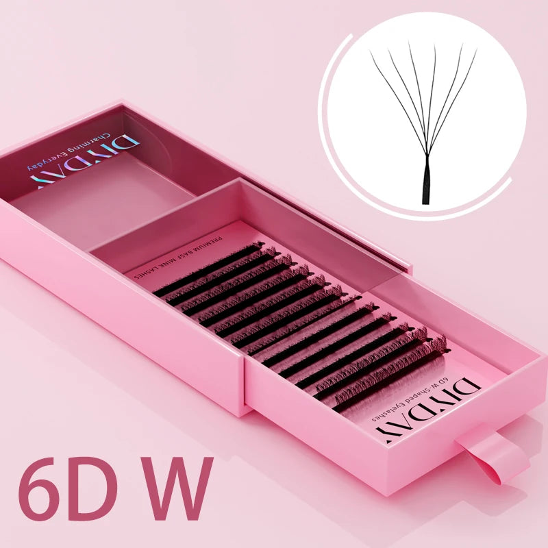 DIYDAY W-Shape Eyelash Extensions - 3D to 8D Premade Fan Bloom Effect Lashes for Natural Soft Beauty Makeup