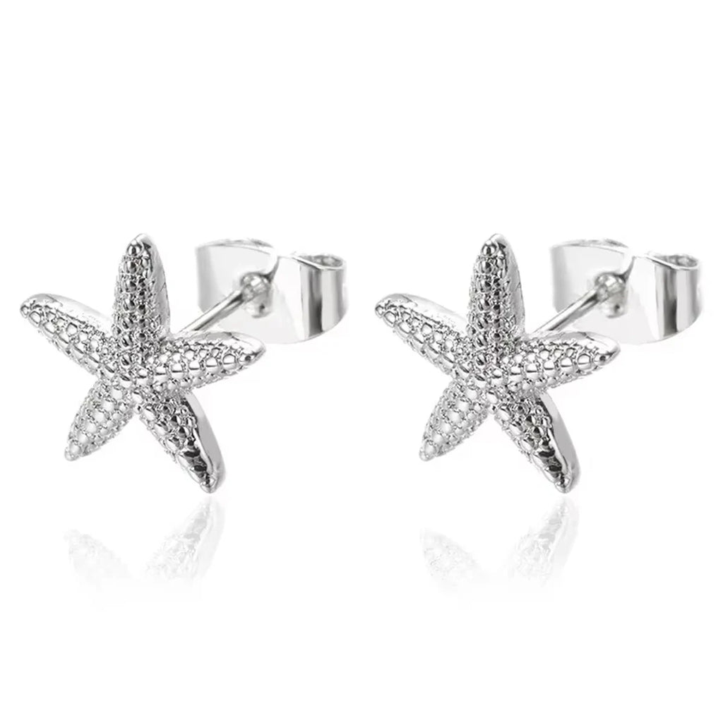 Vintage Starfish Earrings - Stainless Steel Stud Earrings for Women, Simple Ocean Shell Jewelry Gift
