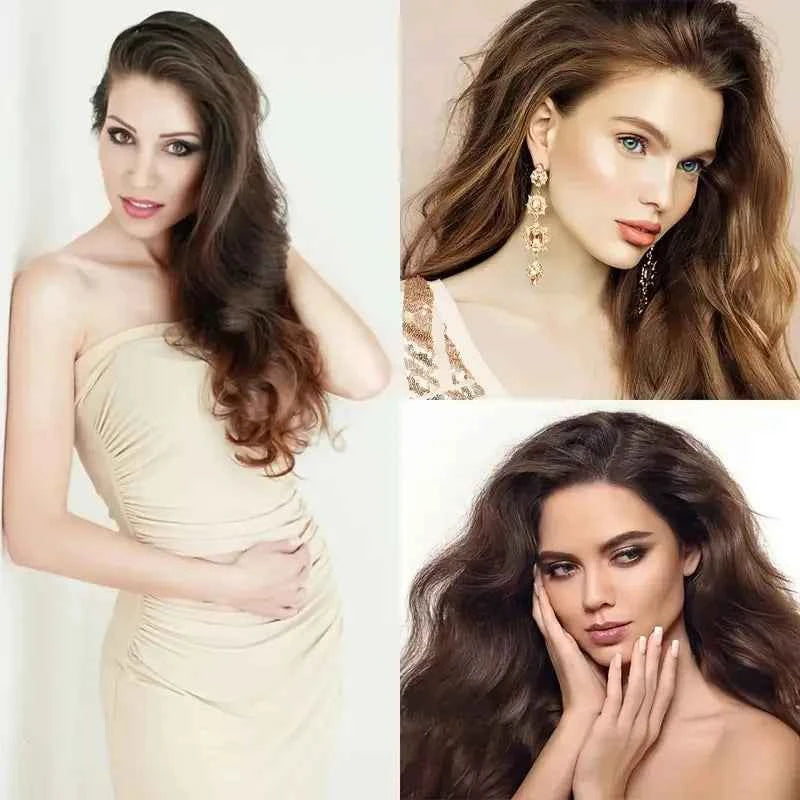 Clip In Hair Extensions - 7 PCS Full Head 22 Inch Long Curly Wavy Synthetic Hair