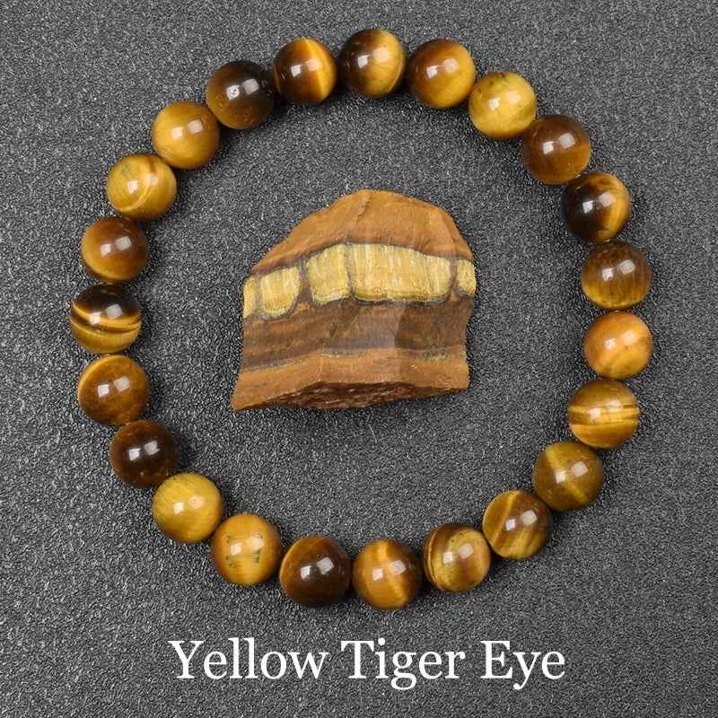 Natural Golden Obsidian Bracelet for Men and Women - Raw Stone Round Bead Energy Jewelry