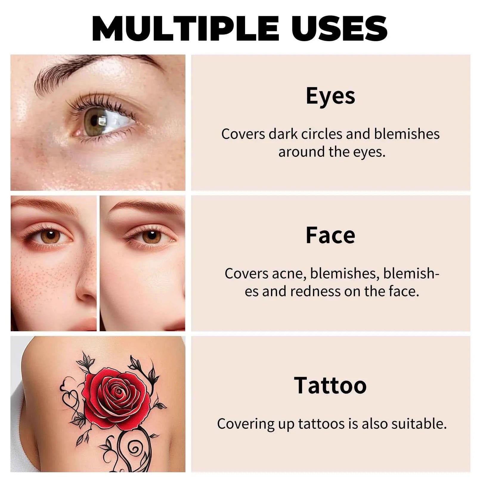 Waterproof Tattoo Concealer - Full Coverage Foundation for all Skin Tone and Type