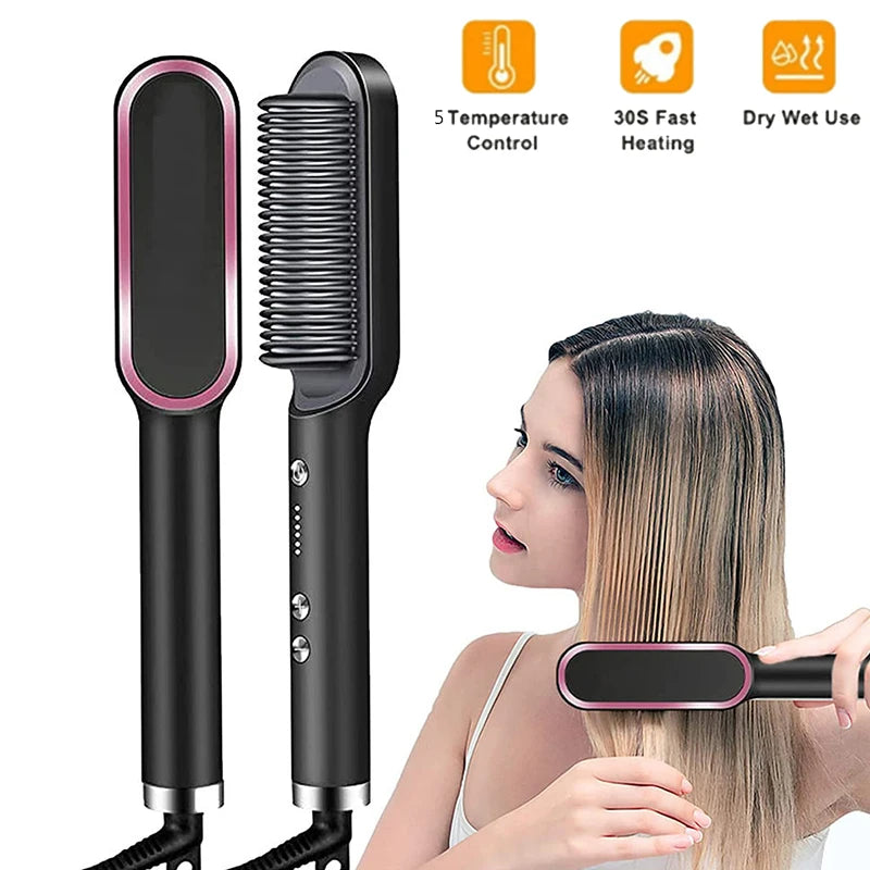 Professional Hot Comb Hair Straightener - Ptc Quick Heated Electric Hot Comb for Multifunctional Hairstyling