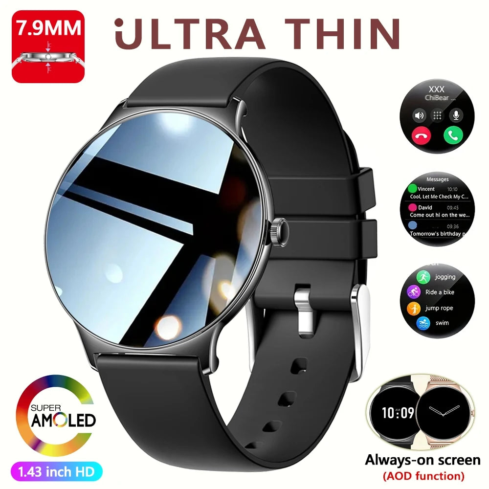 Ultra Thin Smartwatch for Women - Huawei Xiaomi New Fashion Smart Watch with Always Display Time, Sports Bracelet, and Bluetooth Call