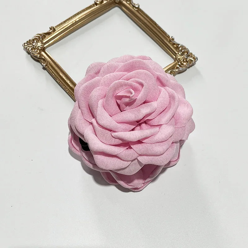 French Fabric Rose Hair Clips - Elegant Hair Claw Clips for Women and Girls, Stylish Barrette and Hair Accessories Gift