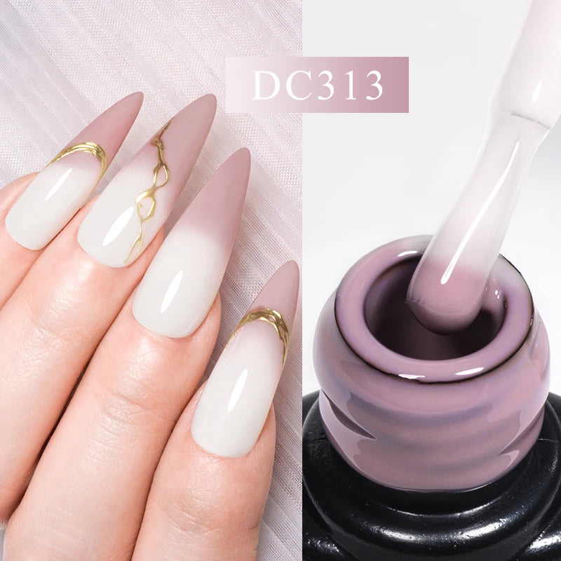 Mtssii 7ml Thermal Rubber Base Gel Nail Polish in Nude Purple Glitter - Long Lasting Manicure Art Varnish