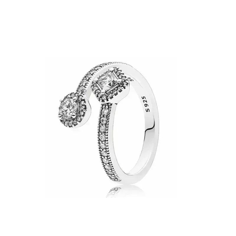 925 Sterling Silver Princess & Crystal Rings - Stunning 925 Sterling Silver Rings with Crystals