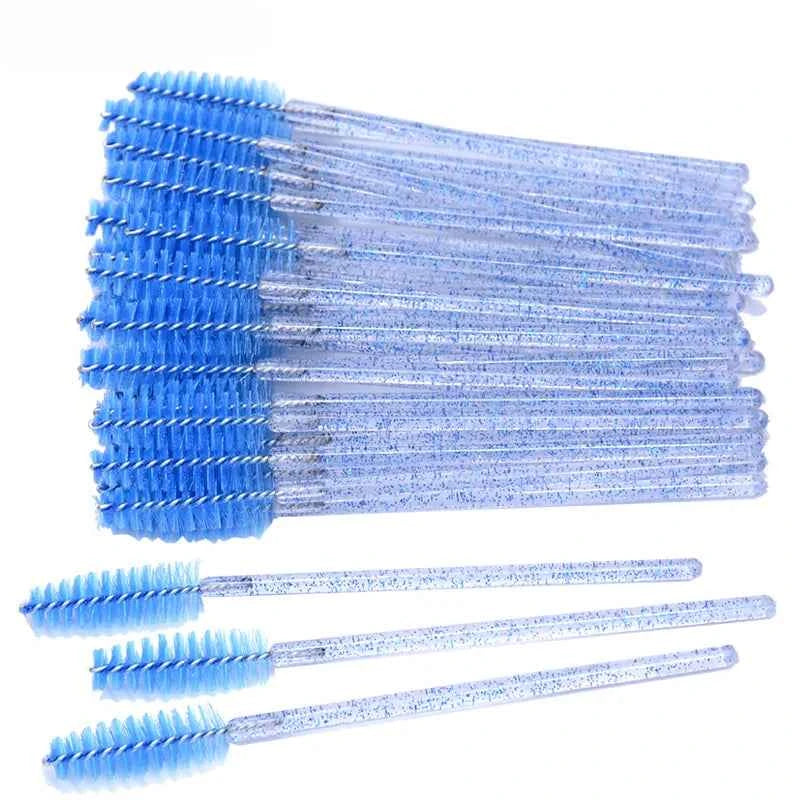CNKESS Disposable Eyelash Extension Wands - 50Pcs/Bottle Glitter Micro Lash Brushes Spoolie with Container Case Wholesale