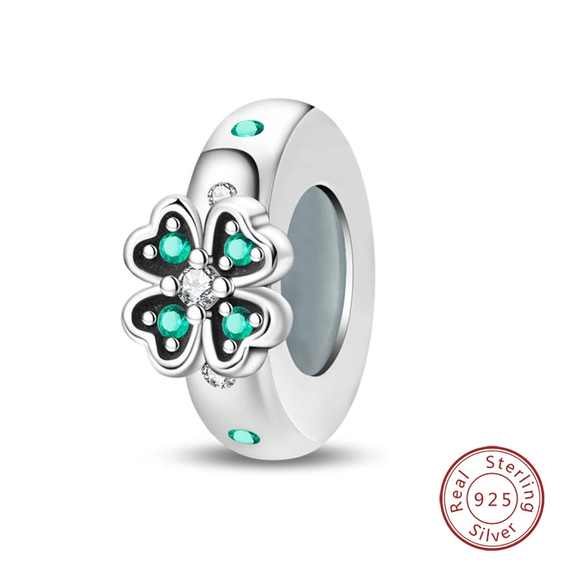 100% 925 Sterling Silver Butterfly Charm with Rainbow Zircon Colorful Dragon Shaped Silicone Stopper for DIY Bracelets Jewelry