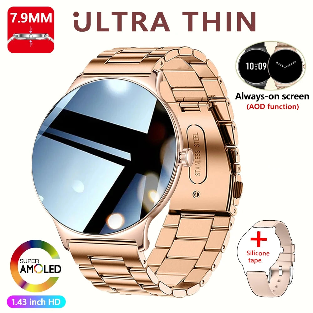 Ultra Thin Smartwatch for Women - Huawei Xiaomi New Fashion Smart Watch with Always Display Time, Sports Bracelet, and Bluetooth Call