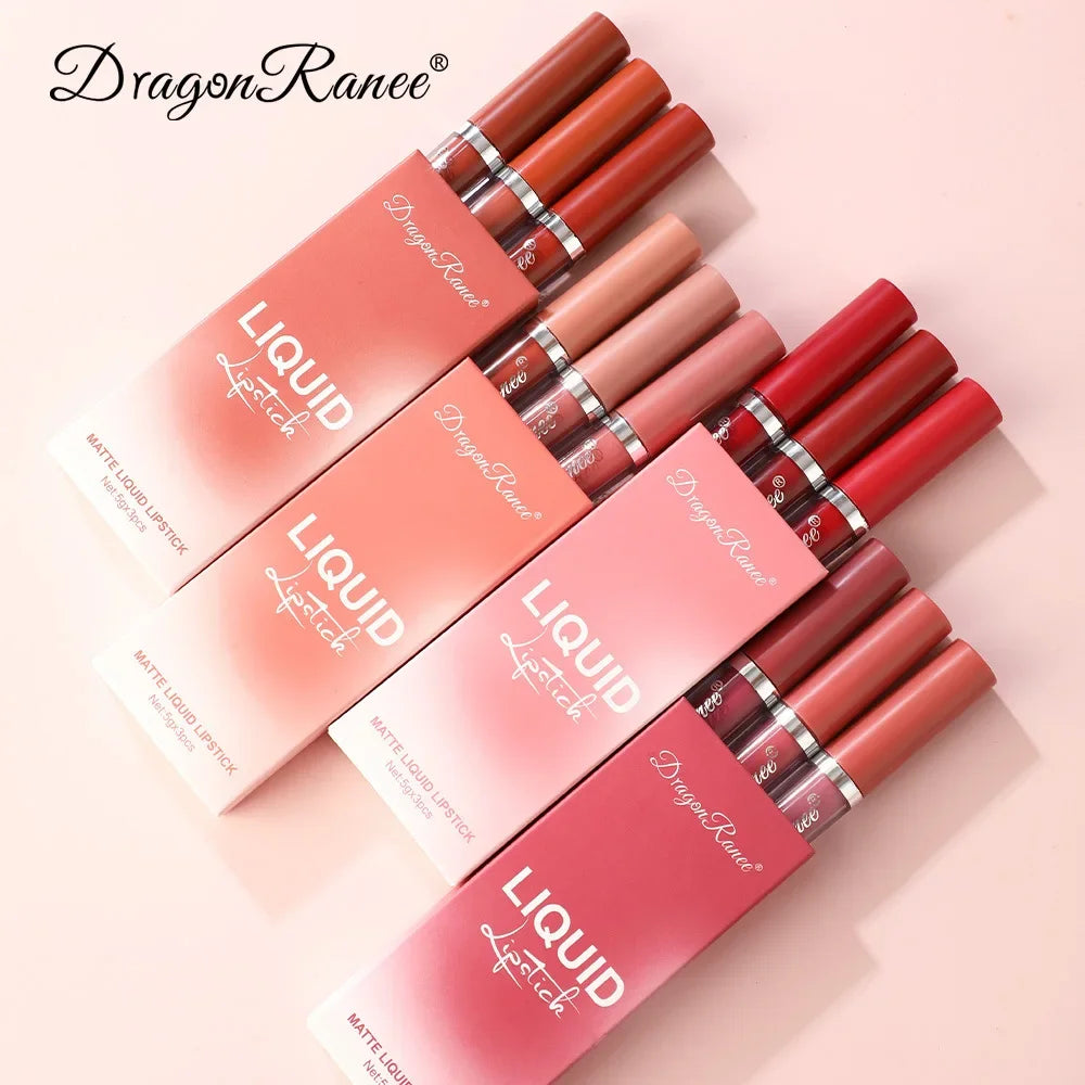 3 PCS Liquid Lipsticks Set - Long Lasting Waterproof Matte Lipsticks for Women - Korean Beauty Cosmetics - Allurra Store
