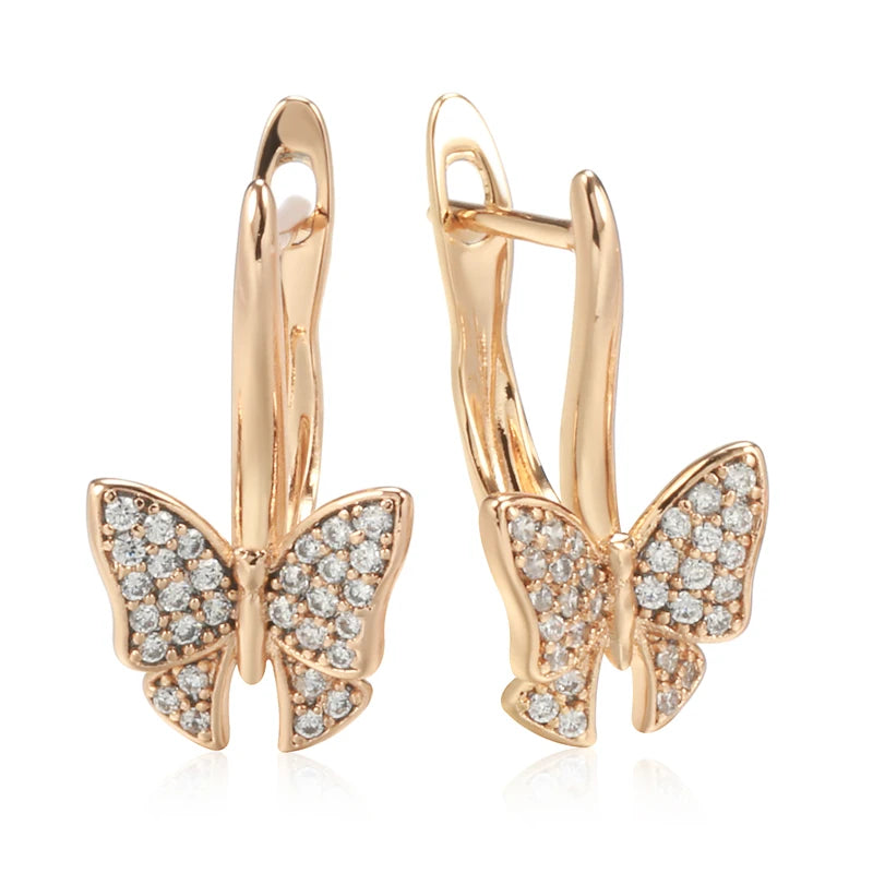 Kinel Luxury Rose Gold Butterfly Earrings - Creative Hollow Long Drop Fashion Jewelry for Women