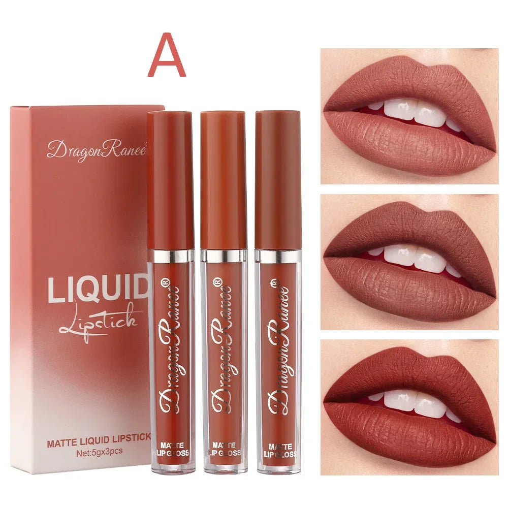 3 PCS Liquid Lipsticks Set - Long Lasting Waterproof Matte Lipsticks for Women - Korean Beauty Cosmetics - Allurra Store
