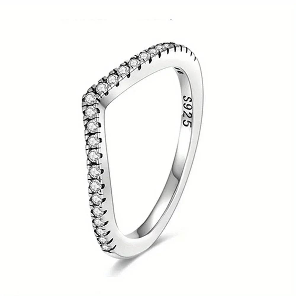 925 Sterling Silver Princess & Crystal Rings - Stunning 925 Sterling Silver Rings with Crystals