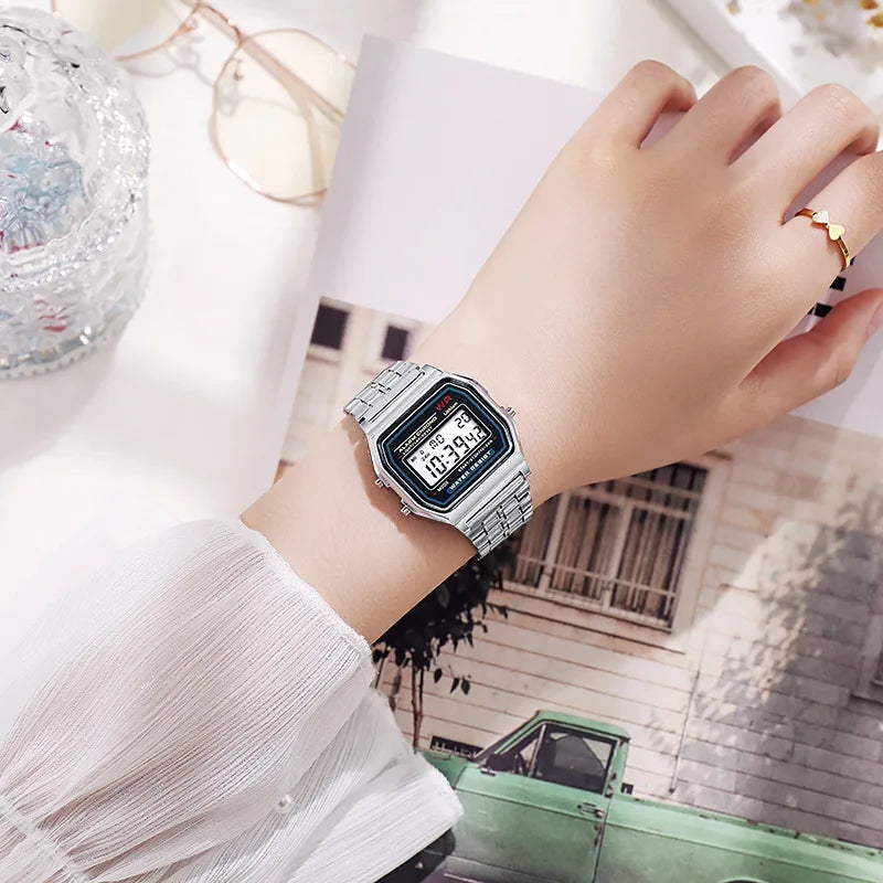 Luxury Rose Gold Digital Watch for Men - Retro Style Electronic Display Clock