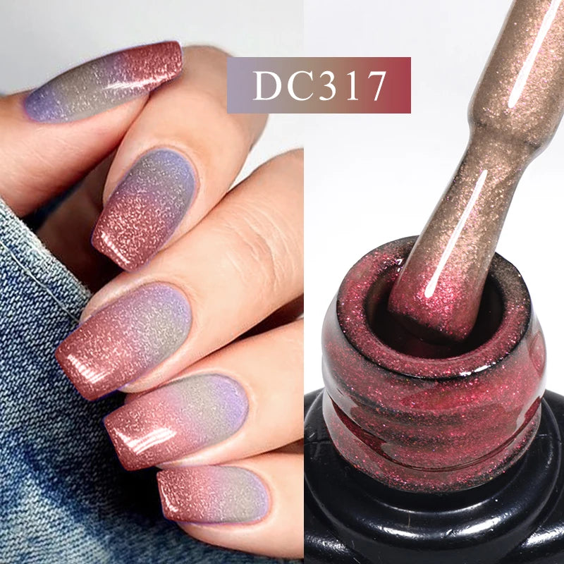 Mtssii 7ml Thermal Rubber Base Gel Nail Polish in Nude Purple Glitter - Long Lasting Manicure Art Varnish