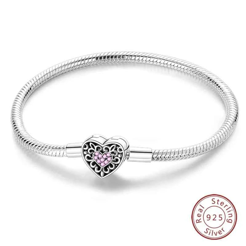 Silver 925 Moon Star Bracelet with Green Zircon - Adjustable 17-20CM Four Leaf Clover Charm Jewelry Gift