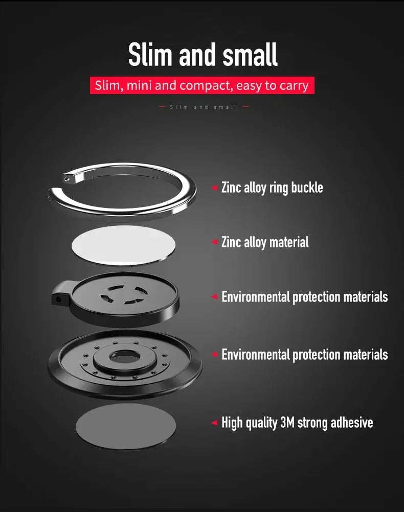 Finger Ring Holder Stand Grip 360 Rotating for Mobile Phone with Car Magnetic Mount