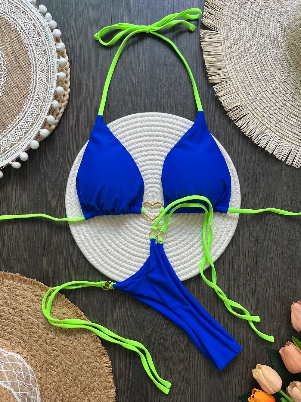 RUOTONSEPT Sexy Halter Bikini Set Women's Two-Piece Triangle Thong Swimwear Bathing Suit - Allurra Store