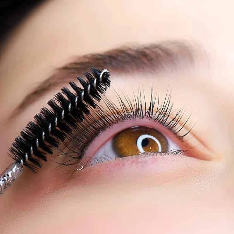 CNKESS Disposable Eyelash Extension Wands - 50Pcs/Bottle Glitter Micro Lash Brushes Spoolie with Container Case Wholesale