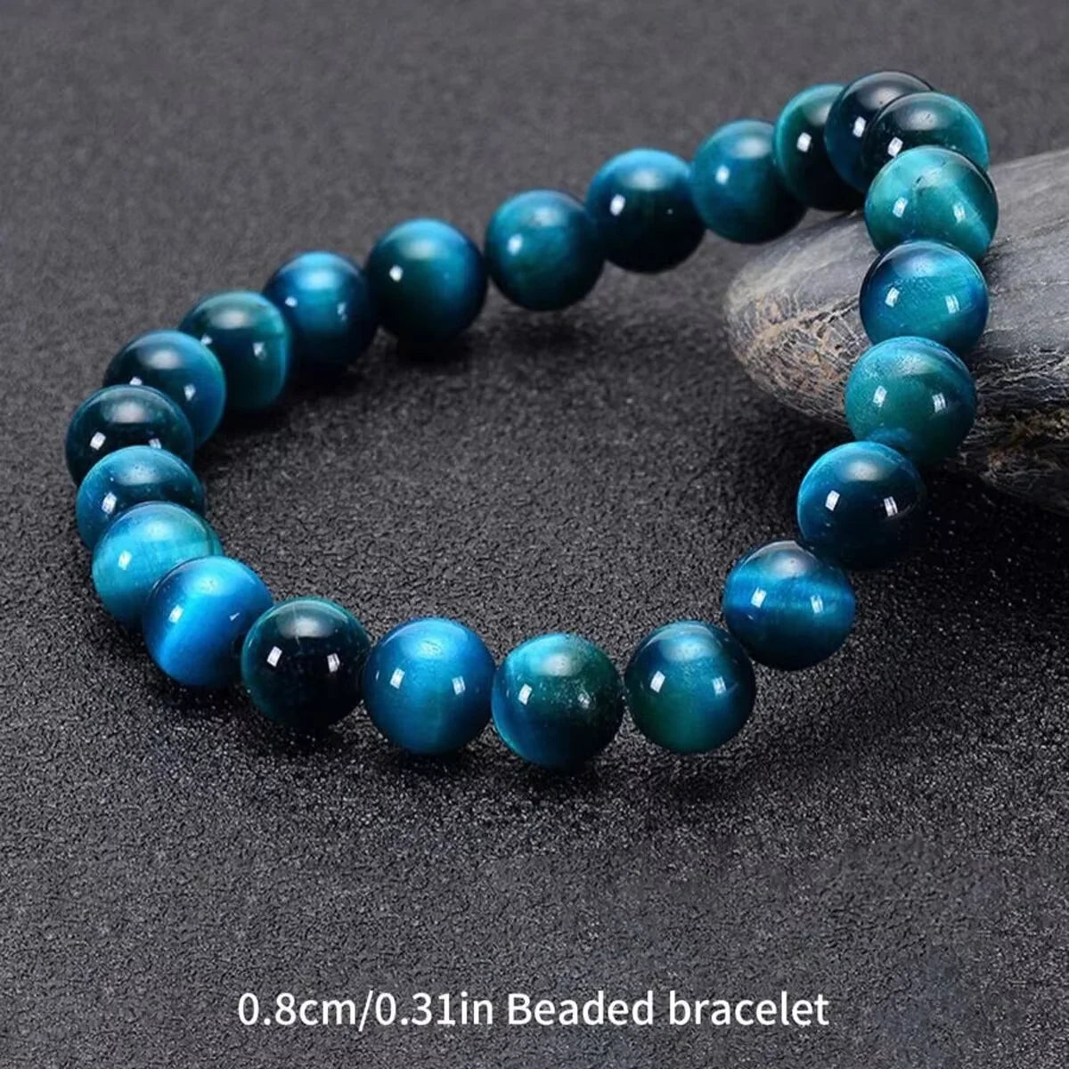 1Pc Minimalist Blue Tiger Eye Stone Bracelet - 6/8/10mm Natural Beaded Jewelry for Daily Wear