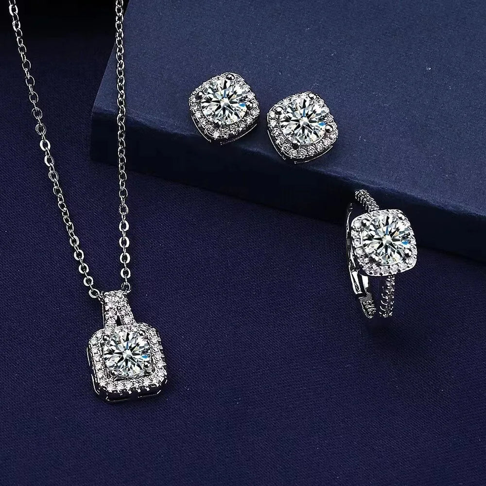 Luxury Cube Jewelry Set - Elegant Women's Necklace, Earrings & Ring Set - Perfect Gift for Valentine's Day & Christmas