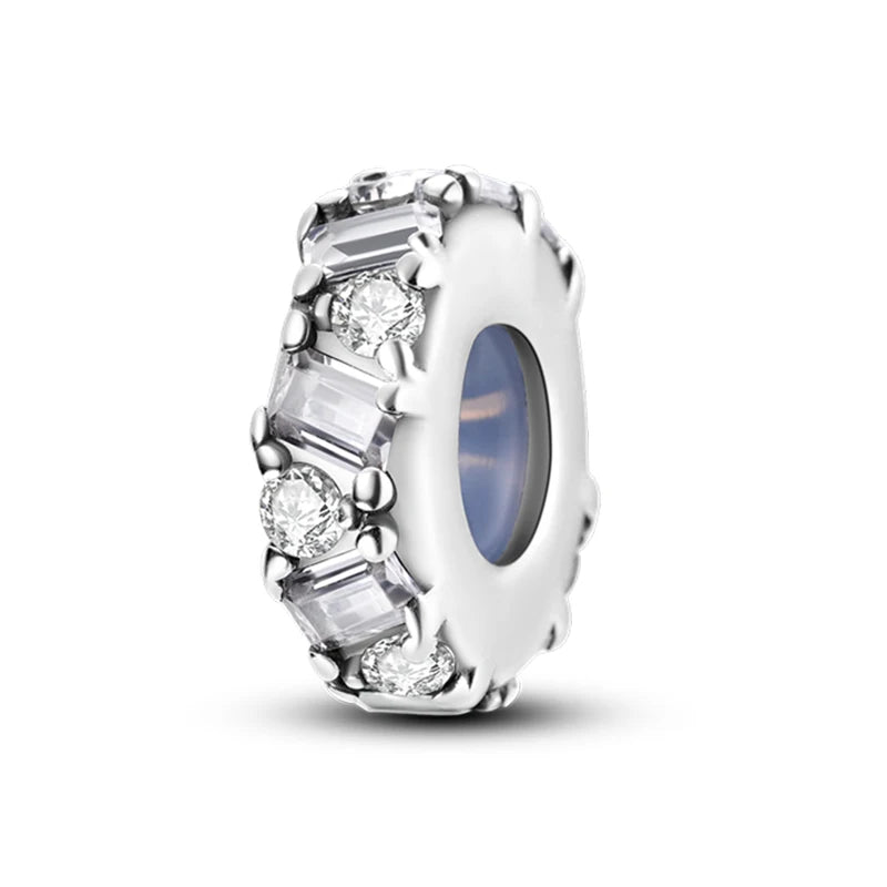 100% 925 Sterling Silver Butterfly Charm with Rainbow Zircon Colorful Dragon Shaped Silicone Stopper for DIY Bracelets Jewelry