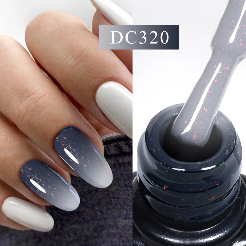 Mtssii 7ml Thermal Rubber Base Gel Nail Polish in Nude Purple Glitter - Long Lasting Manicure Art Varnish