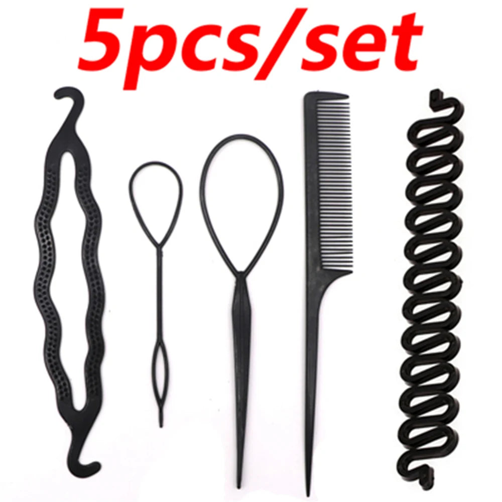 1-6 Pcs Set Magic Hair Braided Tool for Women and Girls - Donut Bun Maker Hairpins and Twist Hair Clip Styling Accessory